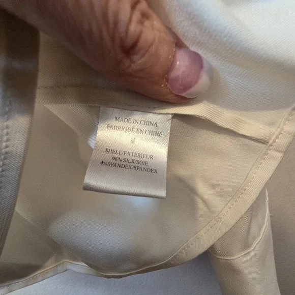 Theory Novalee Tie Neck Silk Blouse Top Women's MED Ivory Quiet Luxury EUC $345 - Picture 6 of 11